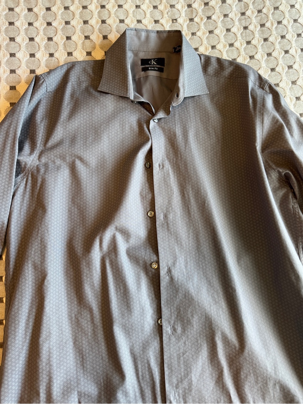 Calvin Klein Men's Charcoal Micro-Pattern Dress Shirt